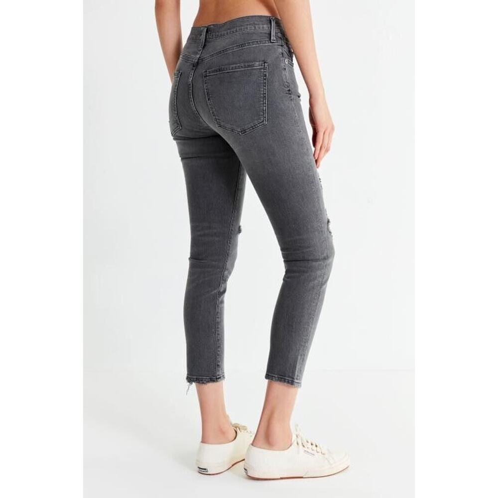 AGOLDE Jeans Sophie •29• High Rise Crop Maverick Grey Distressed Grey Denim $228 - Picture 4 of 12